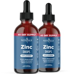 Liquid Zinc Drops for All Ages by NEW AGE – 2 Fl Oz (Pack of 2), Blue