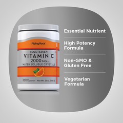 Vitamin C Powder | 24 oz | 2000mg | Water Soluble Crystals | by Piping Rock