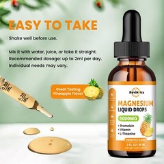 Magnesium Glycinate Liquid Drops 1000mg of Magnesium Glycinate Citrate & Thre…