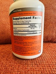 NOW Foods L-Citrulline 750 mg 180 Veg Caps exp 7/25