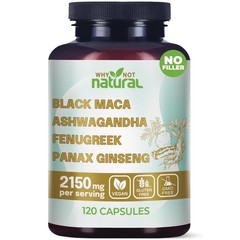 4-in-1 Organic Black Maca Root, Ashwagandha, Fenugreek, Panax Ginseng Capsule…