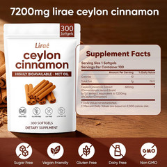 LIRAE Ceylon Cinnamon, Ceylon Cinnamon Supple Gels 7200mg, with MCT Oil, Highly