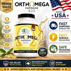 Ortho Molecular Orthomega 820 Omega-3 Fish Oil 120 Soft Gels with DPA High Poten