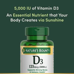 Nature’s Bounty Vitamin D3 5000 IU Softgels, Rapid Release, Immune 150 Count