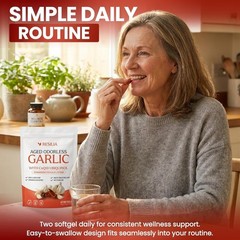 Resilia Garlic Extract 60 Count Softgels – Odorless Aged Garlic Extra..