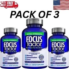 3 Packs Focus Factor Adults Extra Strength- Brain Supplement for Memory- 120 Tab
