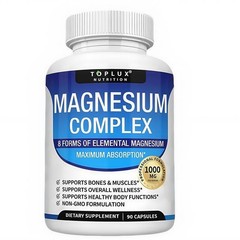 TopLux Magnesium Complex 1000mg, 7 Types ,Muscle & Bone for Sleep 90 Capsules+-