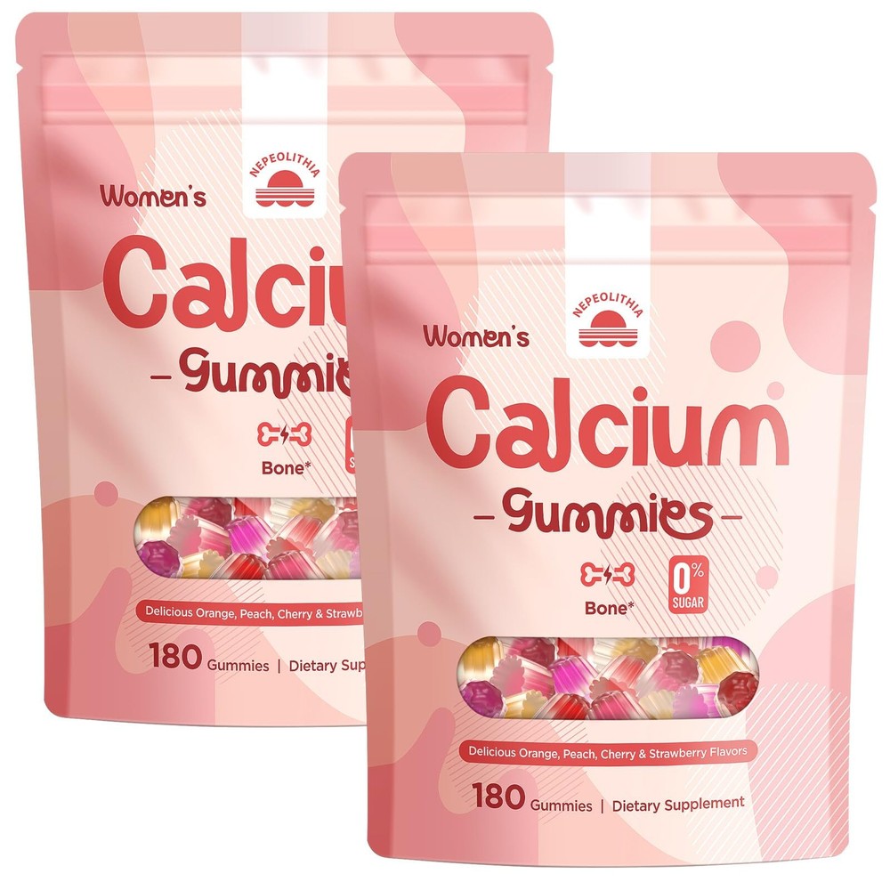 Nepeolithia Calcium Gummies 180 Count (Pack of 2) Mixed Fruit