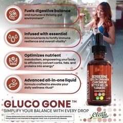 Gluco Gone Berberine Ceylon Cinnamon Chromium Turmeric Liquid Drops 60ml 2 oz