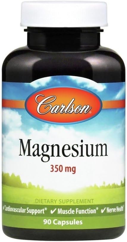 Carlson Laboratories Magnesium 350mg 90 Capsules ~ Nerve Health ~ Blood Pressure