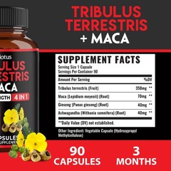 Tribulus Terrestris Maca 9600mg Per Capsule 3 Months Supply Highest Potency