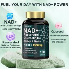 4x NAD+ Supplement 1500mg with Resveratrol | Cellular Health & Energy | 480 Caps