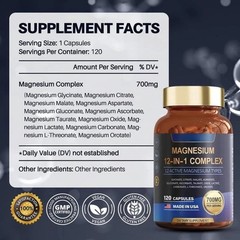 Magnesium 12 in 1 Complex 700mg Glycinate Citrate Malate Taurate Capsules