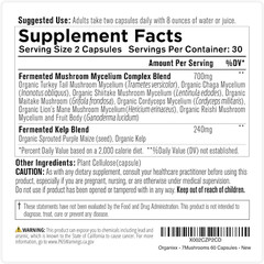 Organixx 7 Mushroom Organic Mushroom Supplement for Immune Support, 7 Fermented