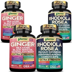Parrox Dynamic Duo Herbal Bundle Ginger Rhodiola Rosea Sea Moss Ashwagandha