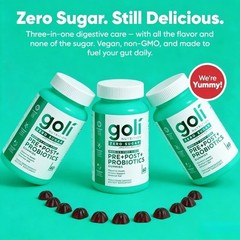 Goli 3 in 1 Pre Pro Postbiotic Gummies Zero Sugar Microbiome Support