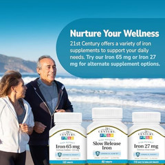 21st Century Slow Release Iron Tablets, 60 Count