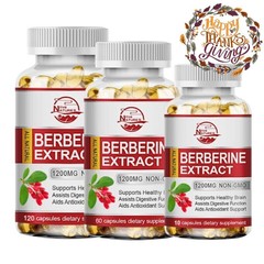 Berberine HCL 1200mg Cholesterol Blood Sugar Health General Wellness 60/120 Pcs