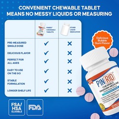 – Pinworm Medicine for Family 2+, Bubble Gum Chewable Tablets (12 Doses) – 25…