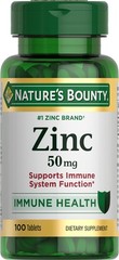 Zinc 50mg, Immune System Skin and Antioxidant Health Support, 100 Count