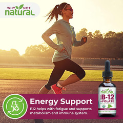 Why Not Natural B12 Liquid Plus Folate Vegan Sublingual Methyl B12 Drops