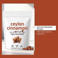3X Ceylon Cinnamon 7200mg Equivalent 300 Softgels MCT Oil Dietary Supplement