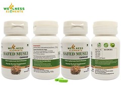 Safed Musli Capsules For Improves Muscle Strength Pack of 4 x 60 x 500 mg