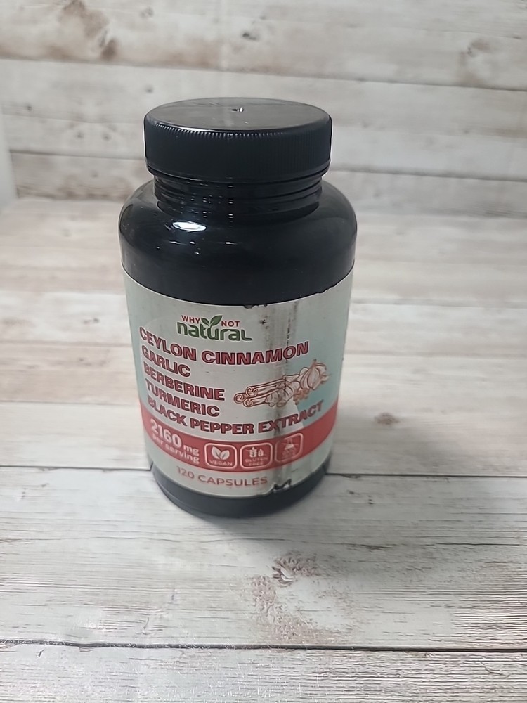 Why Not Natural Organic Ceylon Cinnamon Garlic Berberine 2160mg 120 Caps/Turmer