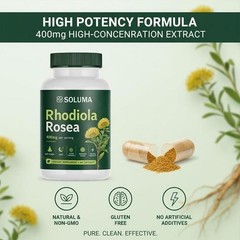 2 Set Soluma Rhodiola Rosea, 400mg Per Serving With Bioperine, 60 Capsules