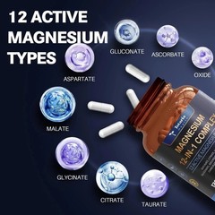 12-in-1 Magnesium 700mg Totaria Nature Vegan Nerve Bone Health Supplement 120C