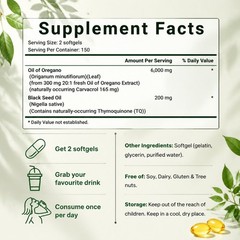 Micro Ingredients Oregano & Black Seed Oil – 6000mg,300 Softgels, High Carvacrol