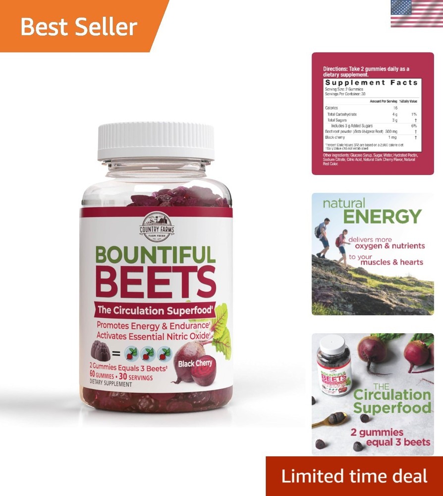 Bountiful Beets Gummies, Circulation Superfood, Promotes Energy and Endurance…