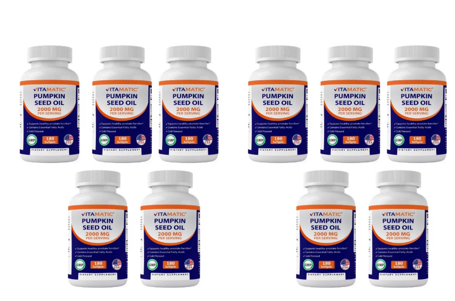 Pumpkin Seed Oil 2000mg 10X180 Softgels Nom GMO Made in the USA Cold Pressed