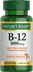 Nature’s Bounty Vitamin B12 1000 mcg 200 Tablets Energy Metabolism Supplement