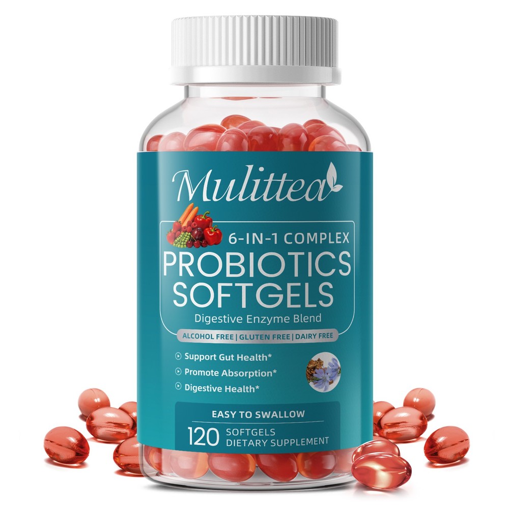 6-in-1 Probiotics Softgels Digestive Enzyme Blend – Gut Health Support 120 Caps