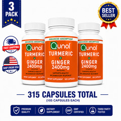 Qunol Turmeric Curcumin with Ginger & Black Pepper – 2400mg | 3 Pack