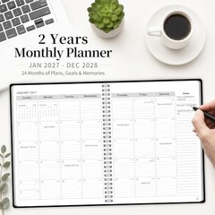 2027-2028 Monthly Planner, Jan 2027-Dec 2028, 8.6″ x 11″ Large Monthly Calendar
