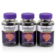 3x Sambucol Vitamin C 600mg Zero Sugar Black Elderberry Immunity 60ct 180 Total