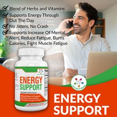 ENERGY SUPPORT Promotes Energy Increase 30 capsules, Guarana, B12, Citrulline,