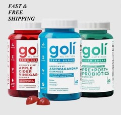 3 Pack Goli Zero Sugar Best Seller Trio Set Gummies 60Caps Per Bottle