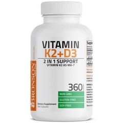 Bronson Vitamin K2 (MK7) with D3 Supplement Non-GMO 360 Count (Pack of 1)