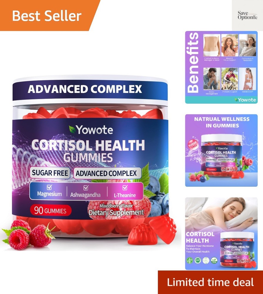 Delicious Mixed Berry Cortisol Gummies – 90 Count for Adults – Gelatin-Free