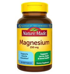 Nature Made Magnesium 250mg Softgels Gluten-Free No Preservatives 90 Count