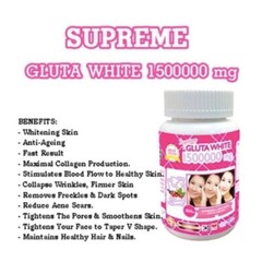 White Gluta Supreme 1500000 mg Capsules :- Skin Whitening, Anti-Aging