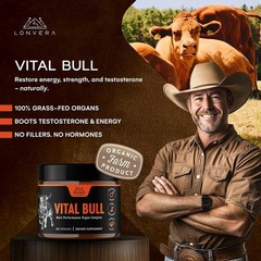 Lonvera Vital Bull Beef Organ Supplement for Men – Grass Fed Organs with Hear…