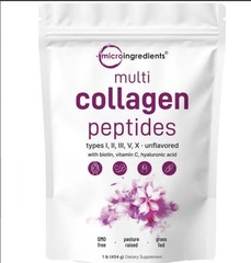 Micro Ingredients Multi Collagen Peptides Powder – Types I,II,III,V,X, 1lb