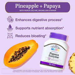 Papaya Enzyme Chewable (100 Count), Papaya & Pineapple Digestive Enzymes for Gut