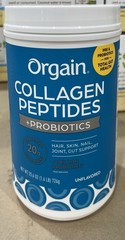 Orgain Collagen Peptides Probiotics Unflavored Powder 1.6 Lb (25.6oz)