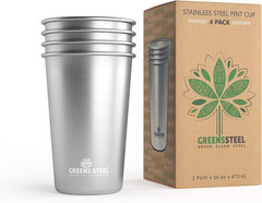 1 Premium Stainless Steel Cups 16oz Pint Tumbler (4 Pack) by – Metal Stackable