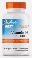 Doctor’s Best Vitamin D3 2000 IU 180 Softgel Immune Bone Health Support 06/2027